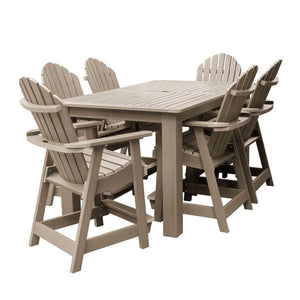 Adirondack Hamilton 7pc Rectangular Counter Height Outdoor Dining Set Dining Set 72" x 42" Table / Woodland Brown