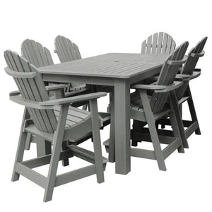 Adirondack Hamilton 7pc Rectangular Counter Height Outdoor Dining Set Dining Set 84" x 42" / Coastal Teak