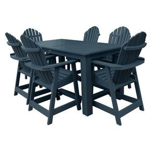 Adirondack Hamilton 7pc Rectangular Counter Height Outdoor Dining Set Dining Set 84" x 42" Table / Federal Blue