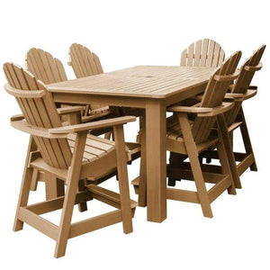 Adirondack Hamilton 7pc Rectangular Counter Height Outdoor Dining Set Dining Set 84" x 42" / Toffee
