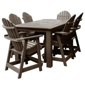 Adirondack Hamilton 7pc Rectangular Counter Height Outdoor Dining Set Dining Set 84" x 42" / Weathered Acorn