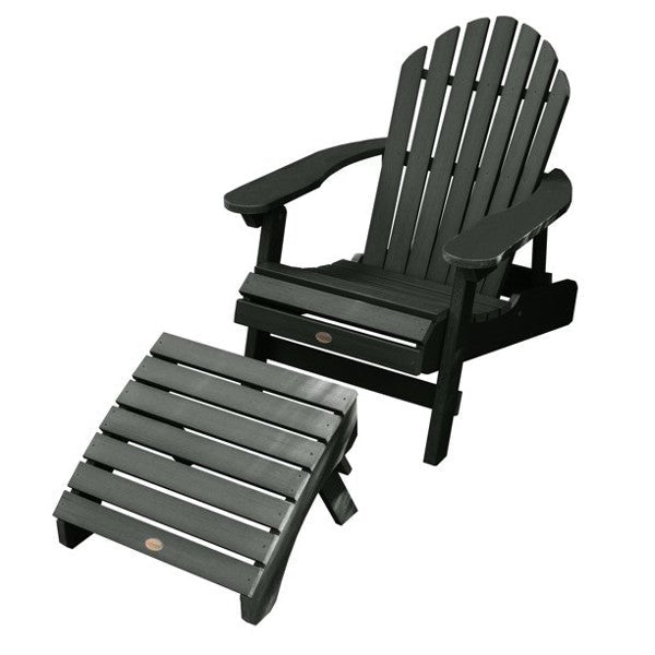 Adirondack Hamilton Folding &amp; Reclining Chair with Folding Ottoman Outdoor Chair Charleston Green