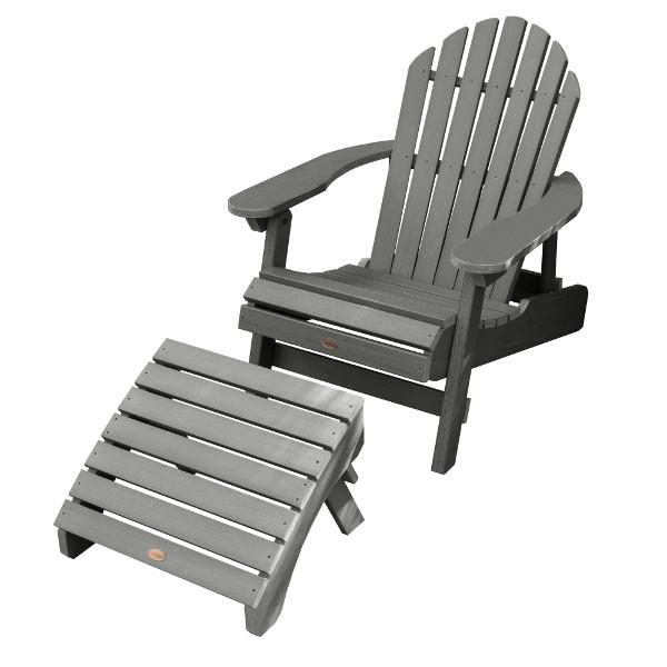 Adirondack Hamilton Folding &amp; Reclining Chair with Folding Ottoman Outdoor Chair Coastal Teak