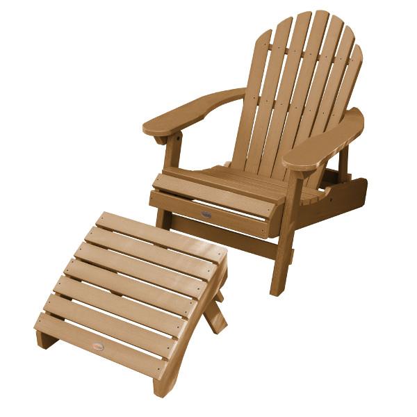 Adirondack Hamilton Folding &amp; Reclining Chair with Folding Ottoman Outdoor Chair Toffee