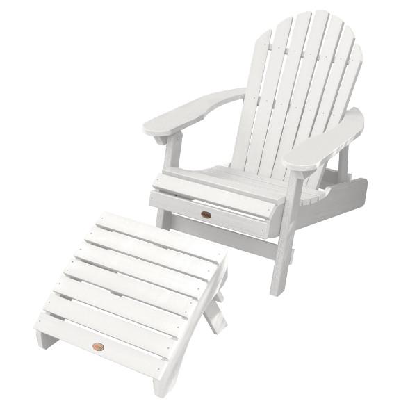 Adirondack Hamilton Folding &amp; Reclining Chair with Folding Ottoman Outdoor Chair White