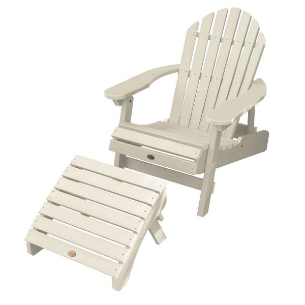 Adirondack Hamilton Folding &amp; Reclining Chair with Folding Ottoman Outdoor Chair Whitewash