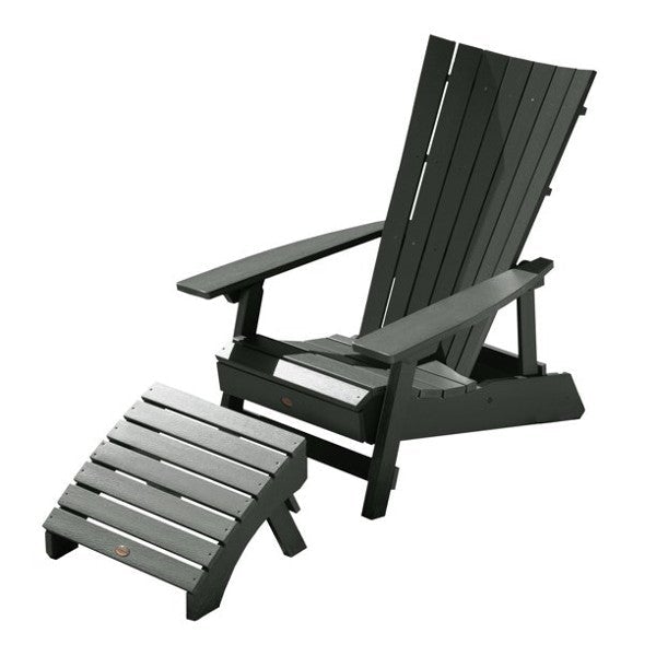 Adirondack Manhattan Beach Chair with Folding Ottoman Conversation Set Charleston Green
