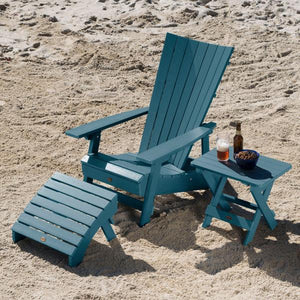 Adirondack Manhattan Beach Chair with Folding Side Table & Ottoman Conversation Set