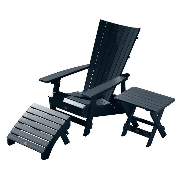 Adirondack Manhattan Beach Chair with Folding Side Table &amp; Ottoman Conversation Set