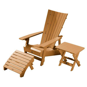 Adirondack Manhattan Beach Chair with Folding Side Table & Ottoman Conversation Set Toffee