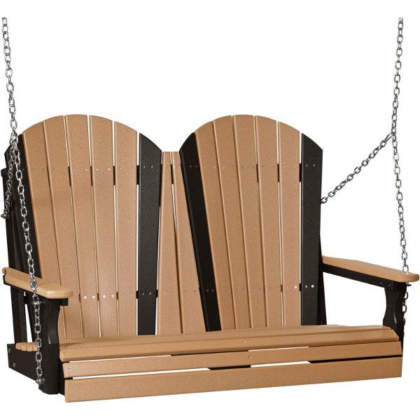 Adirondack Swing Porch Swing 4ft / Cedar &amp; Black