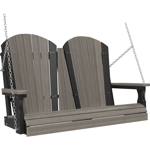Adirondack Swing Porch Swing 4ft / Coastal Gray &amp; Black