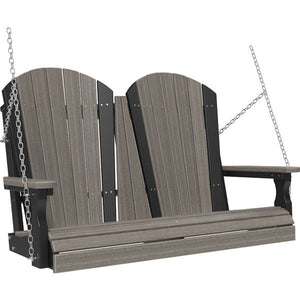 Adirondack Swing Porch Swing 4ft / Coastal Gray & Black