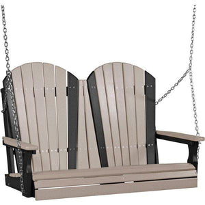 Adirondack Swing Porch Swing 4ft / Weatherwood & Black