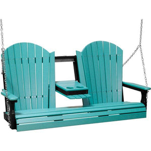 Adirondack Swing Porch Swing 5ft / Aruba Blue & Black