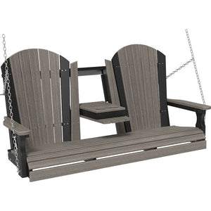 Adirondack Swing Porch Swing 5ft / Coastal Gray & Black