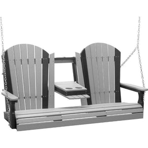 Adirondack Swing Porch Swing 5ft / Dove Gray & Black