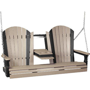 Adirondack Swing Porch Swing 5ft / Weatherwood & Black