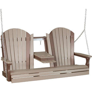 Adirondack Swing Porch Swing 5ft / Weatherwood & Chestnut Brown