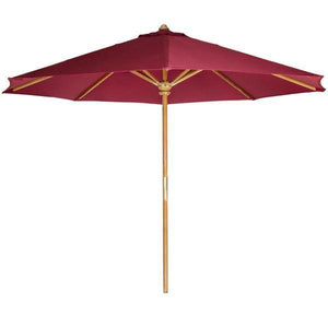 All Things Cedar 10' Teak Market Umbrella & Canopy Umbrella & Canopy Red