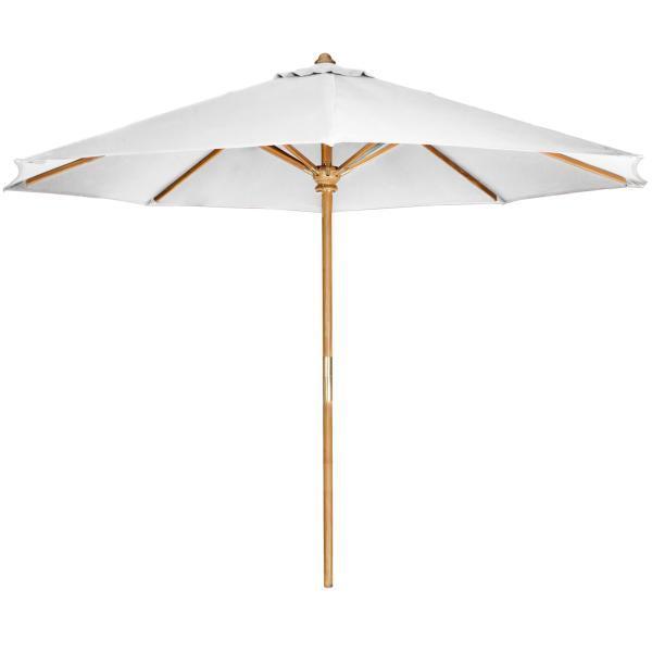 All Things Cedar 10&#39; Teak Market Umbrella &amp; Canopy Umbrella &amp; Canopy White