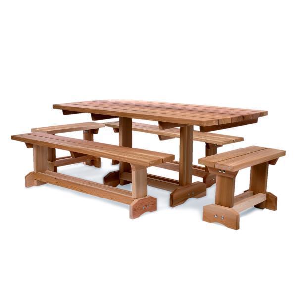 All Things Cedar 5-Piece 6&#39; Market Table Set Dining Bench Sets No