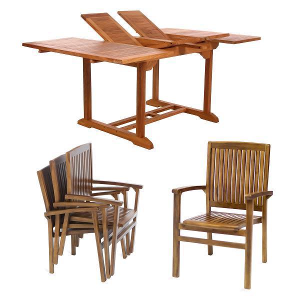 ALL THINGS CEDAR Folding Chair Teak Table Patio Outdoor Furniture