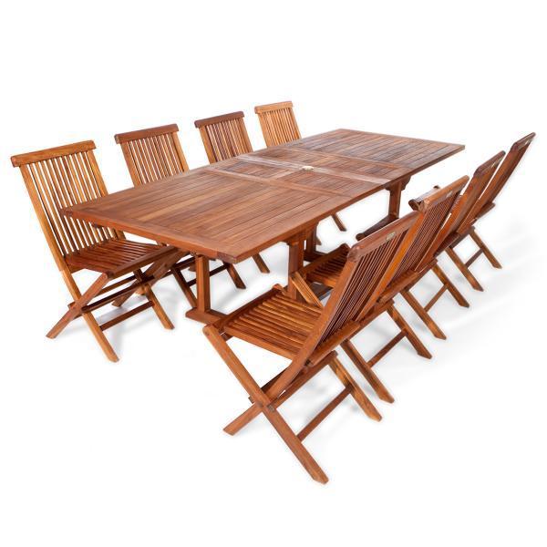 All Things Cedar 9-Piece Rectangle Folding Chair Set &amp; Cushion dining set No Cushion