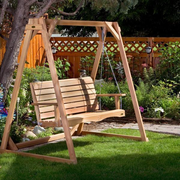 Cedar Swing Amish Yard Swing Set 6-ft 8-ft A-Frame And Swing Set Back