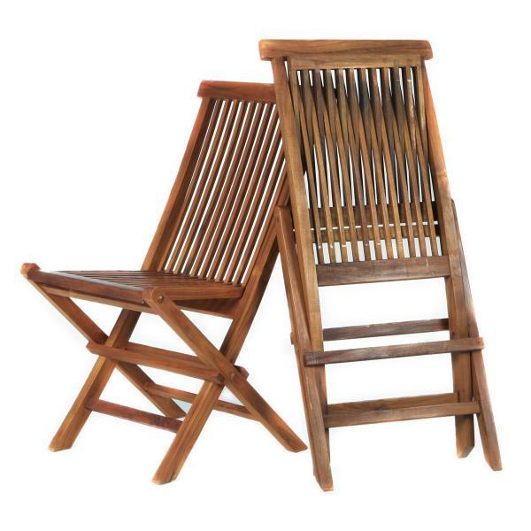 All Things Cedar Teak Java Finish Folding Chair Set &amp; Cushion Outdoor Chairs No Cushion
