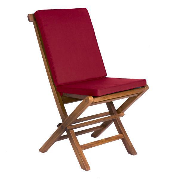 All Things Cedar Teak Java Finish Folding Chair Set &amp; Cushion Outdoor Chairs Red
