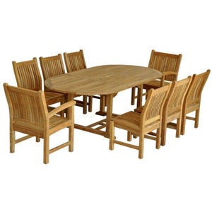 Anderson Teak Bahama Sahara Side Chair 7-Pieces 87" Oval Dining Set Dining Set