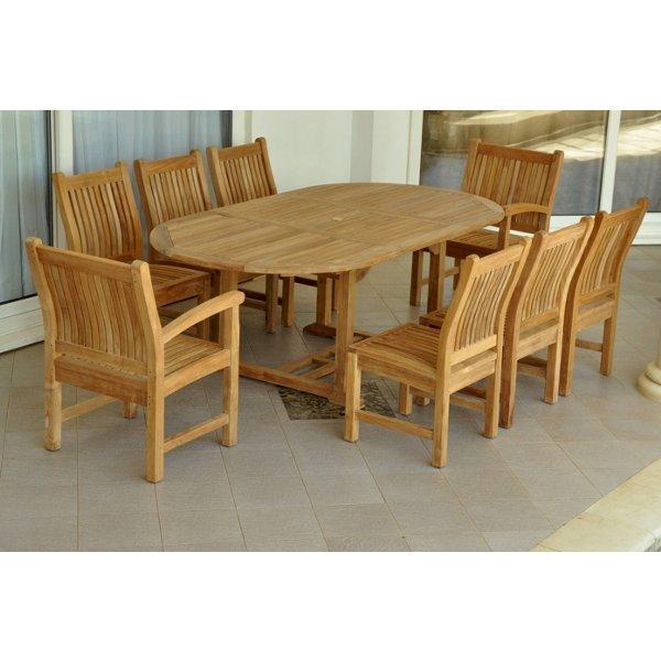 Anderson Teak Bahama Sahara Side Chair 7-Pieces 87&quot; Oval Dining Set Dining Set