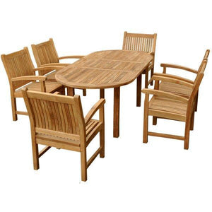 Anderson Teak Bahama Stackable Sahara 9-Pieces 78" Oval Dining Set Dining Set