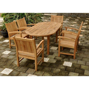 Anderson Teak Bahama Stackable Sahara 9-Pieces 78" Oval Dining Set Dining Set