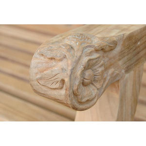 Anderson Teak Devonshire 3-Seater Extra Thick Bench With Flower Handcrafted Bench