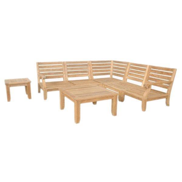 Anderson Teak Riviera Luxe 7-Pieces Modular Set With Square Tables Seating Set