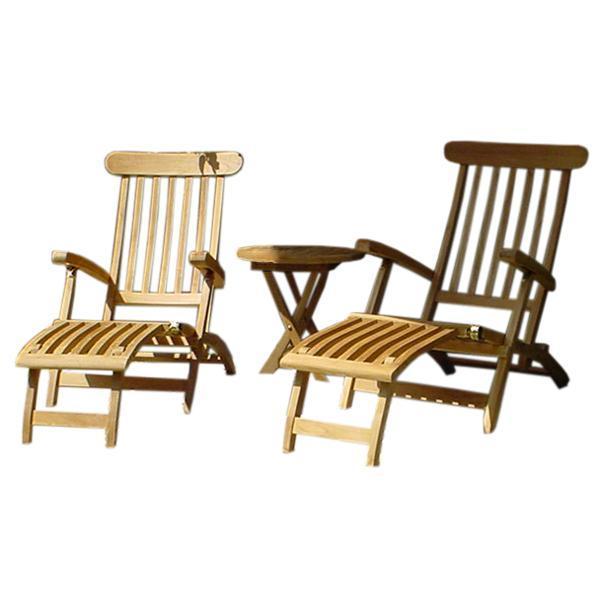 Anderson Teak Royal Steamer 3-Pieces Set with Side Table Seating Set