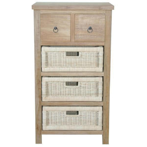 Anderson Teak Safari Occasional Table With Drawer And Rattan Baskets Outdoor Tables