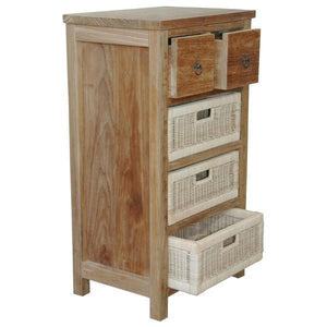 Anderson Teak Safari Occasional Table With Drawer And Rattan Baskets Outdoor Tables