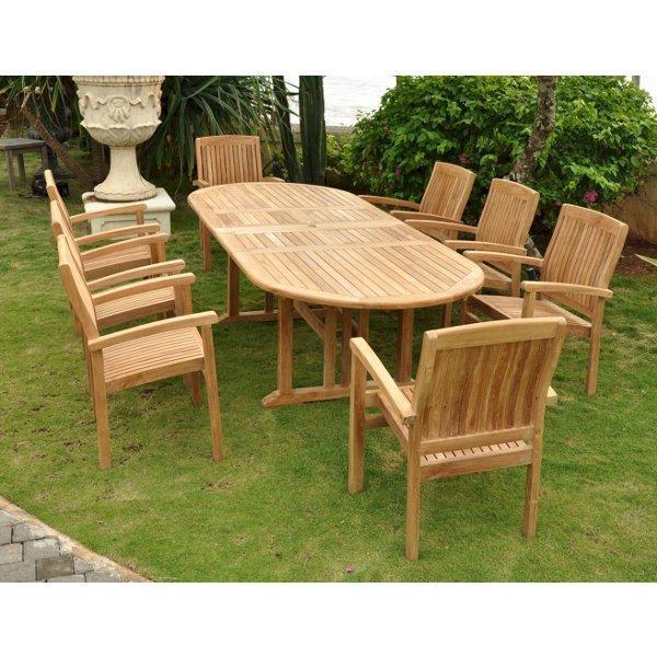 Anderson Teak Sahara Stackable 9-Pieces Oval Dining Set Dining Set