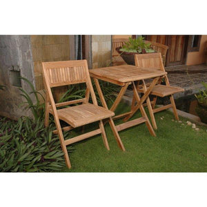 Anderson Teak Windsor 3-Pieces Folding Square Bistro Set Dining Set
