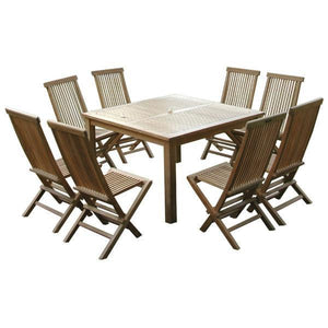 Anderson Teak Windsor Classic Chair 9-Pieces Folding Dining Set Dining Set
