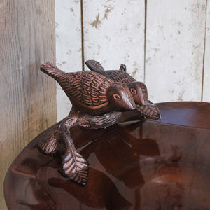 Antiqued Birdbath with Birds Birdbath with Birds