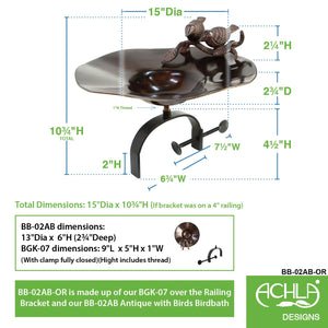 Antiqued Birdbath with Birds Birdbath with Birds