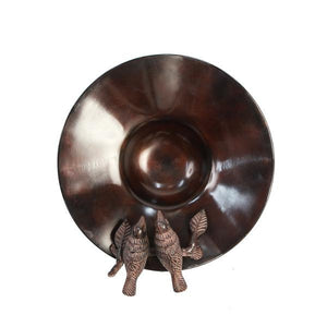 Antiqued Birdbath with Birds Birdbath with Birds