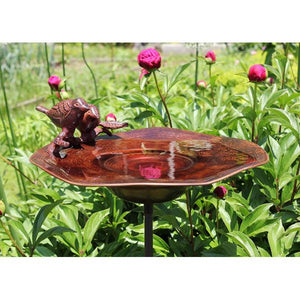 Antiqued Birdbath with Birds Birdbath with Birds