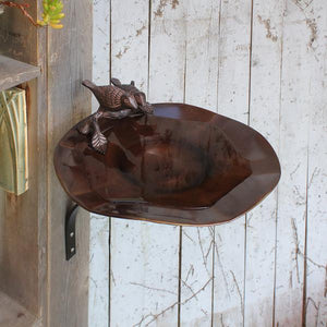 Antiqued Birdbath with Birds Birdbath with Birds