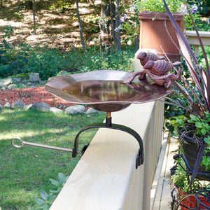 Antiqued Birdbath with Birds Birdbath with Birds