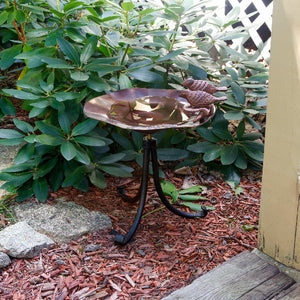 Antiqued Birdbath with Birds Birdbath with Birds